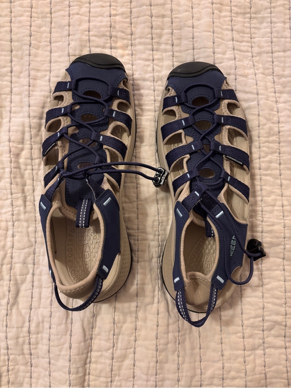 KEEN Navy and Beige Closed-Toe Outdoor Sandals
